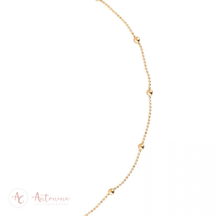 Colar Choker Little Circle  Banhado Em Ouro 18k