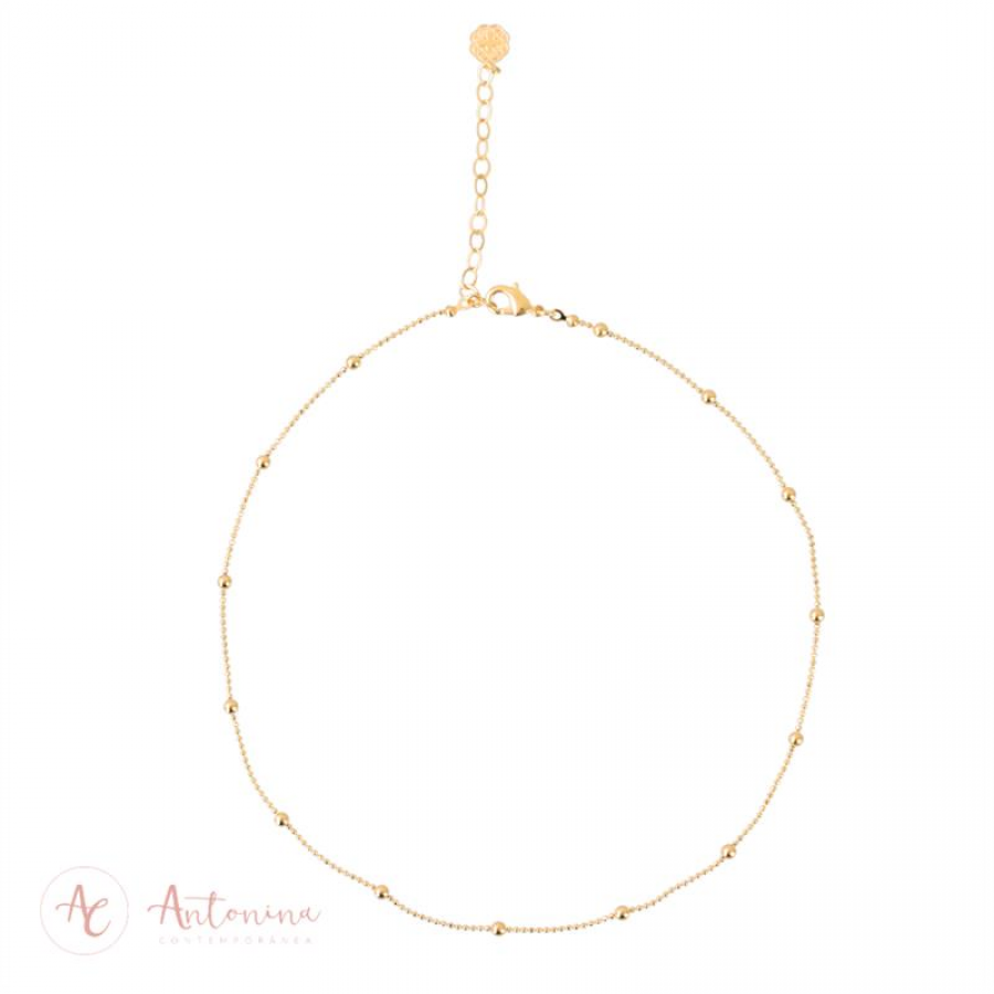 Colar Choker Little Circle  Banhado Em Ouro 18k