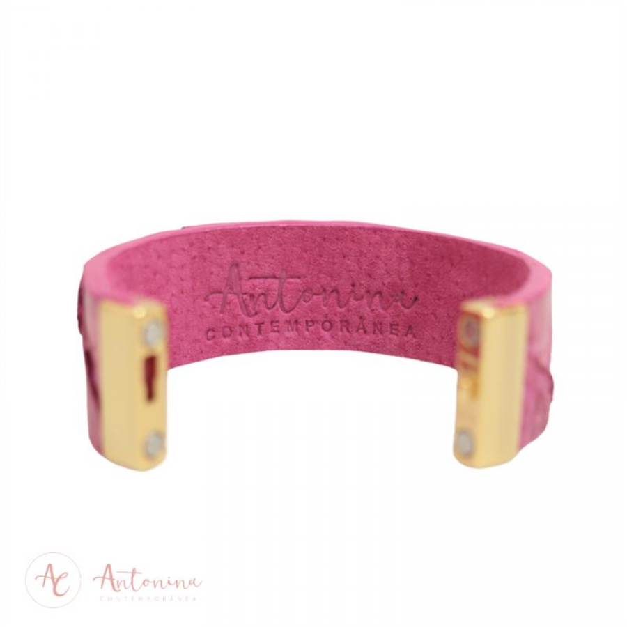 Pulseira De Pirarucu Pink Banhado Em Ouro 18k