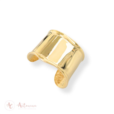 Bracelete Liso Largo Banhado Em Ouro 18k<br><span style='color:#fff;'>Joias</span>