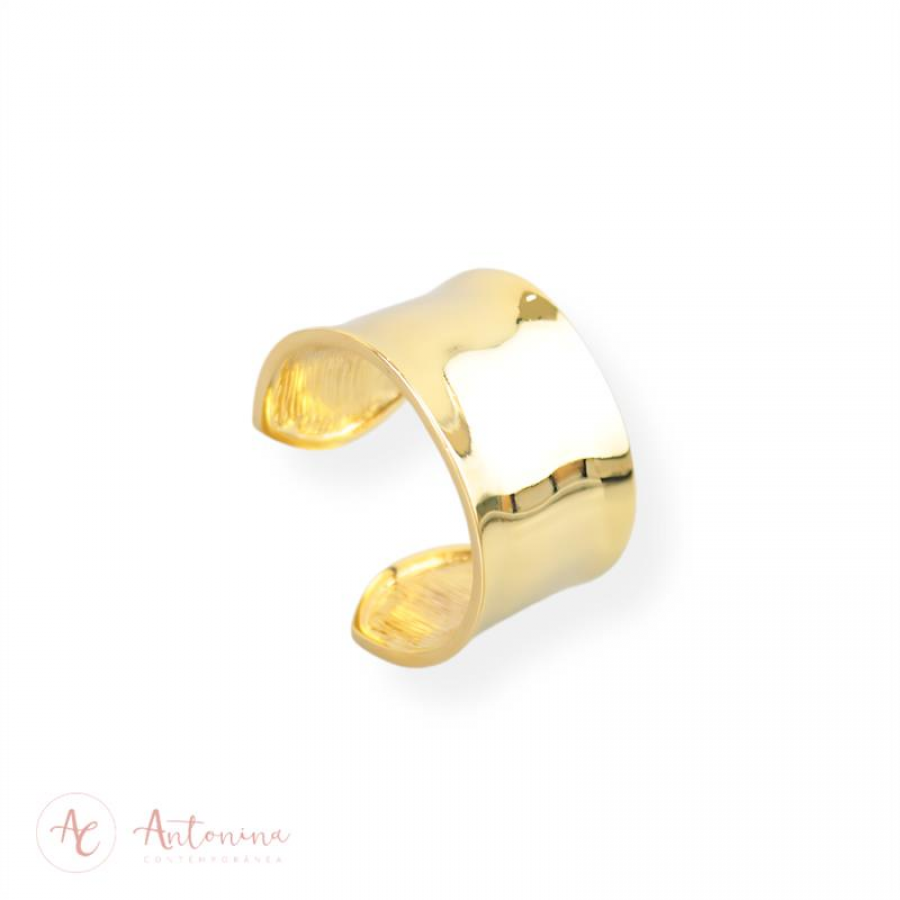 Bracelete Largo Liso  Banhado Em Ouro 18k