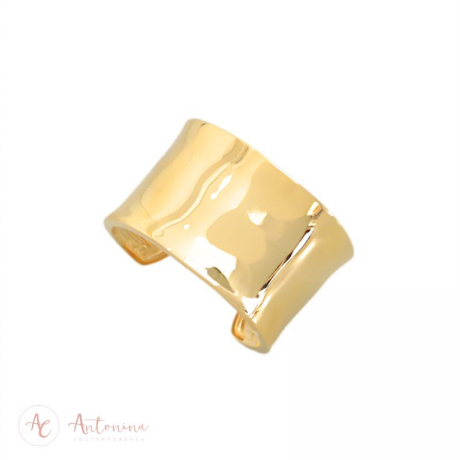 Bracelete Largo Liso  Banhado Em Ouro 18k